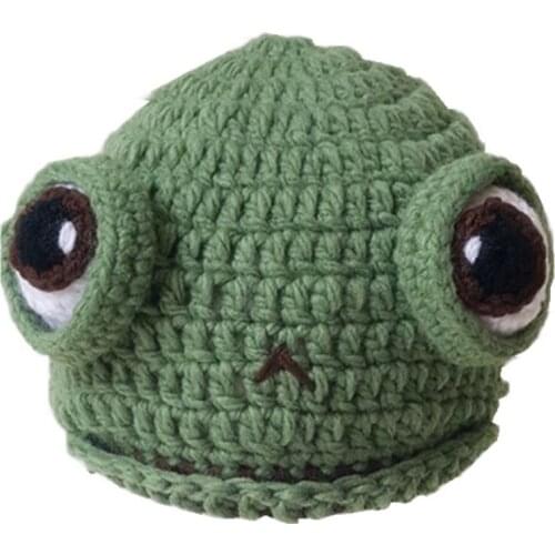 New Lovely Frog Hat Beanies Knitted Winter Hat Solid Hip Hop Skullies Knitted Hat Cap Costume Accessory Gifts Photography Prop