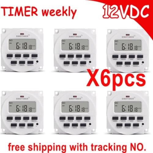 SINOTIMER wholesale 7 Days Programmable 12V DC Digital Timer Switch Control Time relay Free Shipping