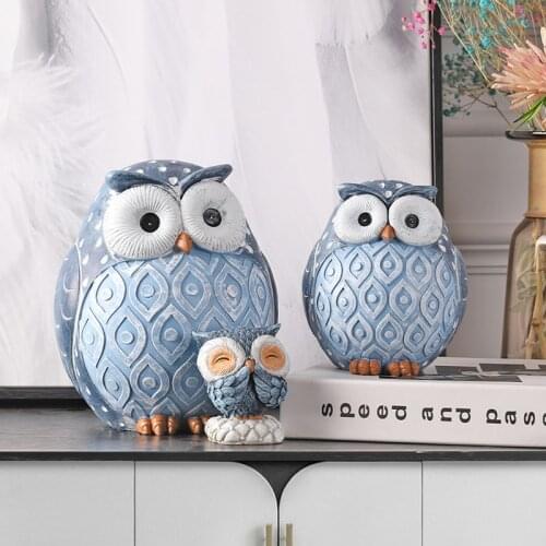 Modern Resin Owl Miniature Figurines Animal Crafts Fairy Garden Retro Office Home Decoration Accessories Creativel Gifts
