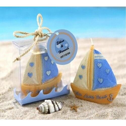 20pcs The Love Sailboat Boat Candle For Wedding Baby Shower Birthday Souvenirs Gifts Favor Packaged with Box Ribbon