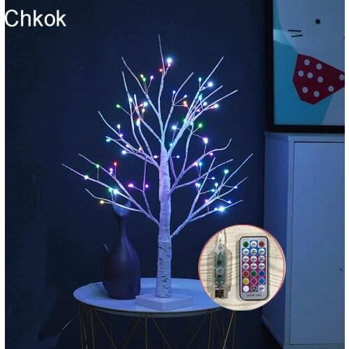 LED Birch Tree Light Indoor Night Light Holiday Remote Control Decorations Landscape Glowing Tree Light Christmas Desktop Light