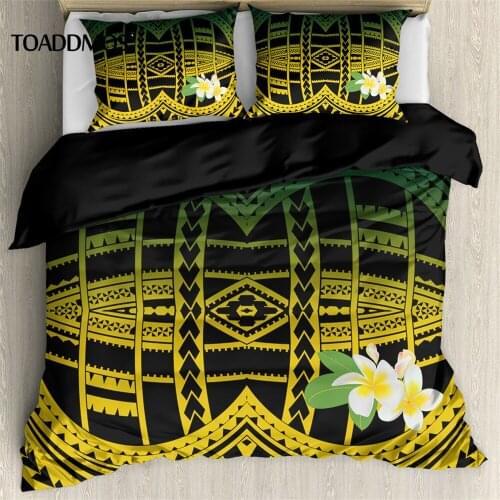 TOADDMOS Gradient Style Polynesian Plumeria Yellow Duvet Cover Set with 2pcs Pilllowcase Home Bed Textile Products Bedclothes