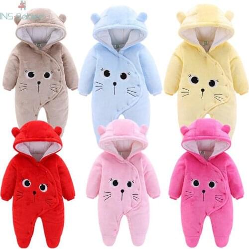 NewBorn Baby spring Autumn Winter Thicken Rompers Baby Boy Girls Warm Cartoon Clothes Infant Velvet Jumpsuit Toddler Out Pajamas