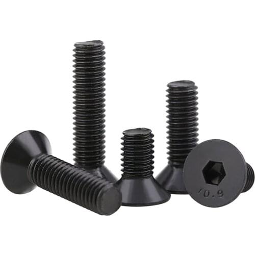 DIN7991 M1.6 M2 M2.5 Black Grade 10.9 Countersunk Flat Head Hex Socket Head Cap Screw Machine Screws