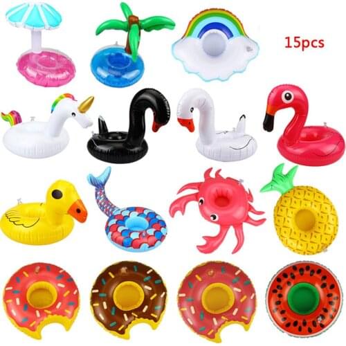 Mini fanny Inflatable Umbrella Water Flamingo Floating Drink Cup Holder Swimming Pool Summer Toys