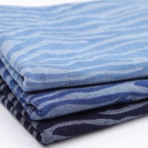 Zebra Pattern Jacquard Jeans Fabric DIY Sewing Patchwork Hats Blazer Tops Fashion Thick Denim Tissus Eco Friendly 50X150cm
