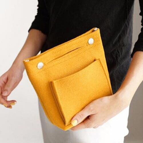 Women Felt Travel Insert Organizer Handbag Hot Organizer Insert Bag Purse Large Liner Lady Makeup Cosmetic Bag Cheap Female Tote