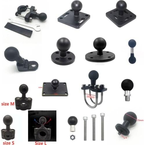1" Ball Head Adapter M6 M8 M10 1/4" Thread Screw for RAM Mount Motorcycle Handlebar Base U Bolt Bike Riding Action Camera Parts