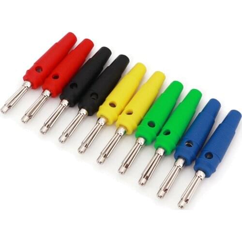 10Pcs Brass High Current 4mm Male Banana Plug Connector Screw Type Side Stackable