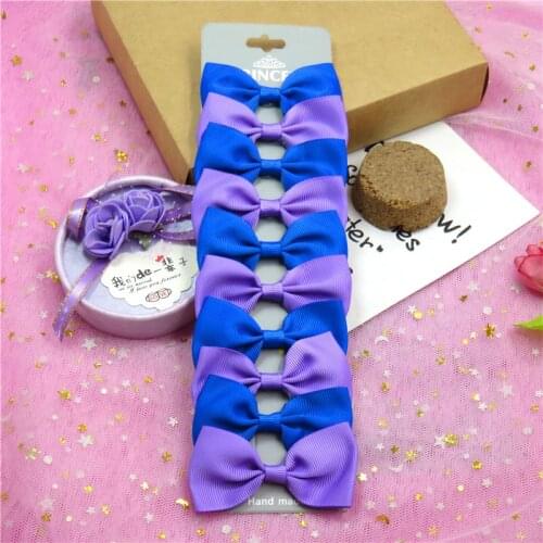 10PCS/Lot Lovely Purple and Blue Hairpins Grosgrain Ribbon Bows Clips 2020 Korean Creativity Hair Accessories For Baby Girls