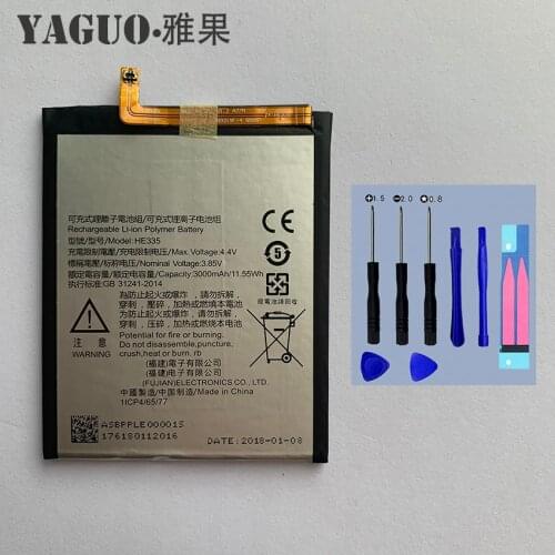 100% New Original HE335 3000mAh Battery HE 335 For Nokia 6 7 Nokia6 N6 Nokia7 N7 TA-1000 TA-1003 TA-1021 Batteries + Tool Kits