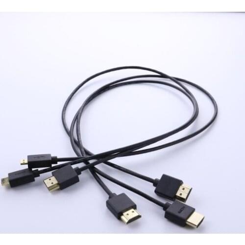 100 pieces OD 3.2mm Super Soft Micro HDMI-compatible & Mini HDMI-compatible male Thin Cable 2k 4k hd @60hz Light-weight Portable