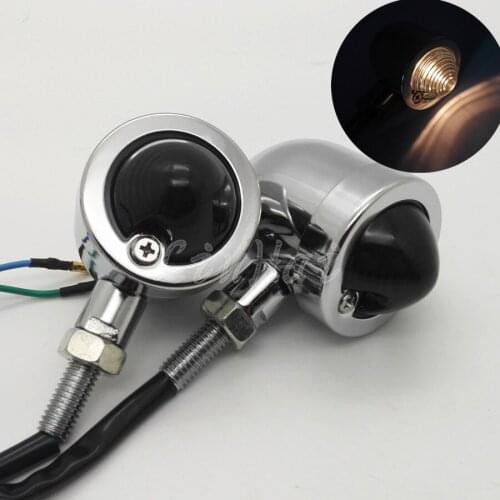 2X Chrome Bullet Heavy Motorcycle Turn Signals Bulb Indicators Blinkers Lights Smoke Lens Fit For Harley