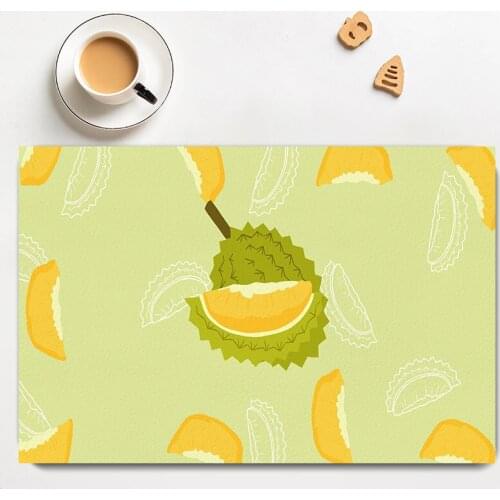 3 PCS Small Fresh Placemat PVC Leather Square Waterproof And Anti-Scald Multi-Style Fruit Pattern Placemat