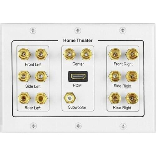 7.1 Speaker Wall Plate with RCA HDMI Audio Connector for Surround Home Theater