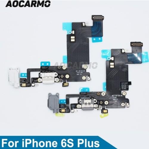 Aocarmo White/Black/Grey Charging Port Connector Mic Headphone USB Audio Flex Cable For iPhone 6S Plus 5.5"