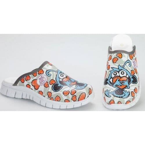 White Heart Themed Orthopedic Light Base Sabo Slippers Nurse Slipper Doctor Slipper Nurse Slipper Hospital Slipper