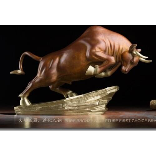 Large- Unique # stock market Money drawing Wall Street Charging Bull Brass statue # home office auspicious efficacious Talisman