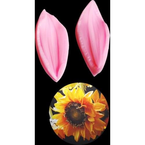 Byjunyeor 2PCS/SET Sunflower Flower Petal Folder Silicone Fondant Cake For Diy Candy Sugar Making Decorating Tools M2079