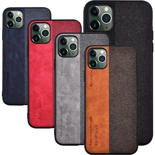 For Apple iphone 12 Pro Max Case Luxury Soft Silicone edge+Hard Cloth texture protect Back Cover Case for iphone 12 12pro 12max