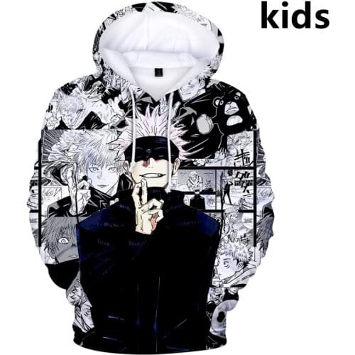 2 To 14 Years Kids Hoodies Anime Jujutsu Kaisen 3D Hoodie Sweatshirt Boys Girls Casual Long Sleeve Jacket Coat Children Clothes