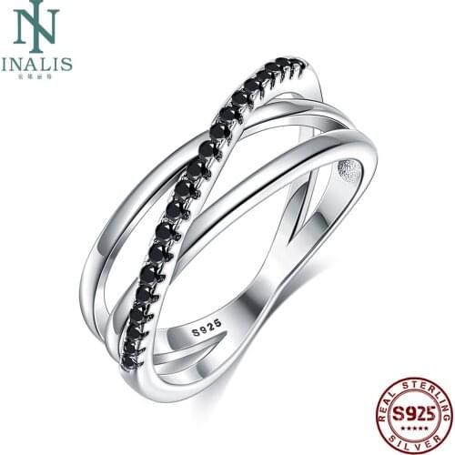 INALIS 925 Sterling Silver Three Layer Rings For Women With Cubic Zirconia Luxury Ring Simple Wedding Fine Jewelry Recommend