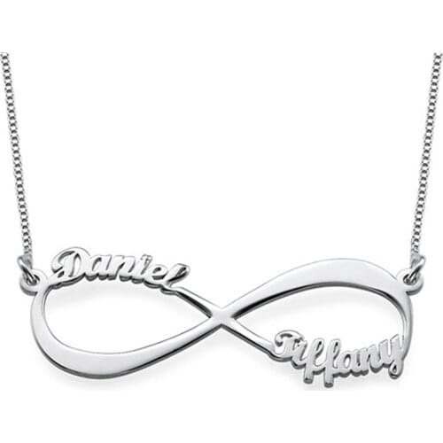 AIYANISHI Personalized Infinite Name Necklace 925 Sterling Silver Customized Name Pendant Necklace Gift for Mother Party Jewelry