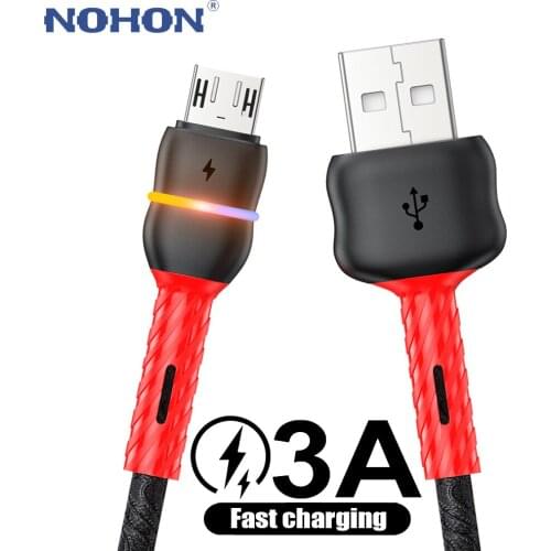 LED Micro USB Cable For Samsung Honor 10i Redmi Note 4 4x 5 microusb Android Fast Charge Mobile Phone Cord 1m Charger Data Wire