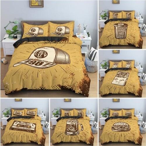 Grunge Background Illustration Duvet Cover Set 3D Retro Bedding Set With Pillowcase King Queen Twin Size Bedclothes 2/3Pcs
