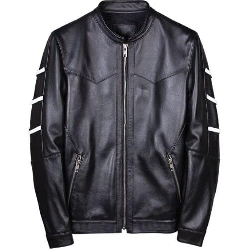 Genuine Leather Jacket Men Cow Leather Jacket Korean Motorcycle Slim Bomber Mens Leather Jacket Jaqueta De Couro 19001 YY998