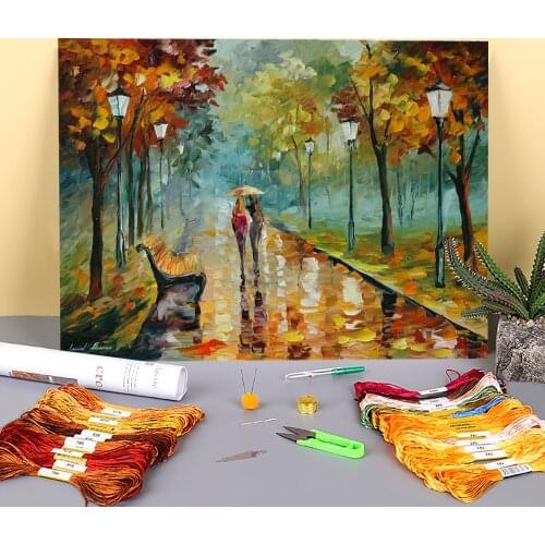 Autumn Leaves Printed 11CT Cross-Stitch Kit Embroidery DMC Threads Handicraft Handiwork Handmade Hobby Sales Magic