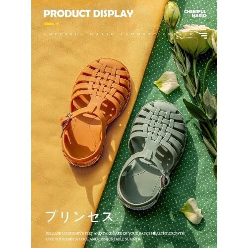 2021 new childrens sandals, baby girls, summer girls, Korean children, non-slip soft bottom, childrens Baotou princess shoes