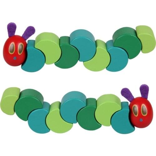 The Very Hungry Caterpillar Baby Wooden Toy Grasp Twist Kids Toddlers Sensory Color Education Game Nursery Rattle Kawaii Blocks