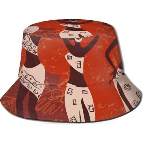CINESSD African Art Background Unisex Casual Sun Hat Bucket Hat for Men Women Bob Hip Hop Caps Summer Fisherman Hat Panama