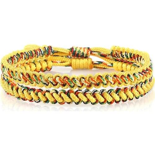 2PCS Couples MultiColor Bracelet Tibetan Buddhist Lucky Handmade Braided Rope Bracelets & Bangles for Best Friends Gifts Jewelry