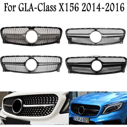 Car Front Racing Billet Bumper Grille Upper Facelift Grills For Mercedes Benz GLA- Class X156 2014 2015 2016 Diamond GTR