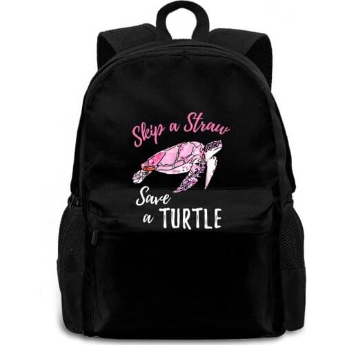 Skip a Straw Save a Turtle Save Turtles And Hipster women men backpack laptop travel school adult student