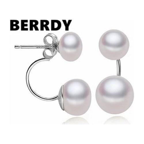 HOT CHEAP Real Freshwater Pearl Earrings Charm Stud Earrings Fashion Exquisite Girls' Female Ladys Jewelry Nice Gift