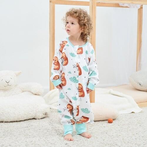 Kangobaby Sloth Pattern Bamboo Cotton Comfortable Breathable Baby Sleeping Bag Cool Sweat-absorbent One-piece Pajamas