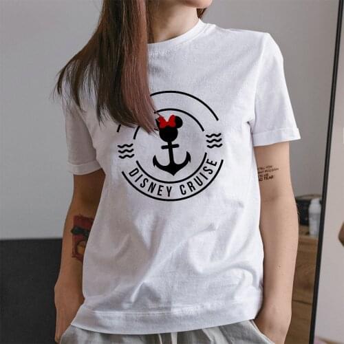 Women T-Shirts Disney Cruise Series Printing Tshirts White Tees Summer New Products Fashion Casual Style T Shirts Kawaii Trend
