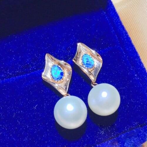MADALENA SARARA 8-9mm AAA Freshwater Pearl 18K Women Dangle Earrings Style Au750 Women Handmade Opal Stone Earrings