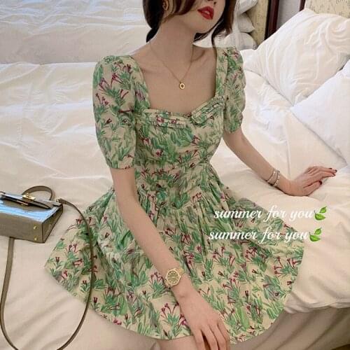 Elegant Floral Boho Dress Women Summer 2021 French Designer Sexy Vintage Midi Dress Fit Chic Casual Party Revolve Sweet Dress