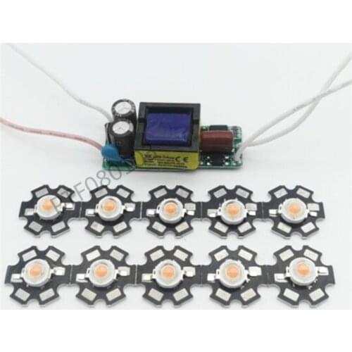 10pcs 3w full spectrum led 380-840nm +1pcs 6-10x3w 600mA led driver diy 30w led grow light for all growing stage growth