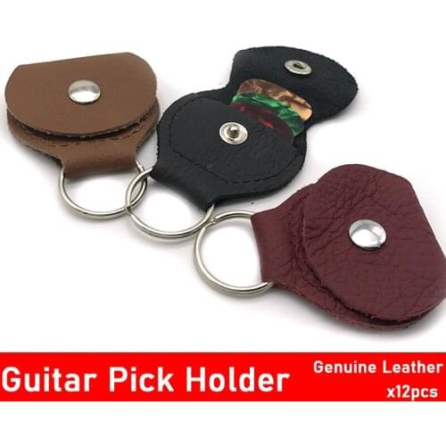 12pcs High Quality Guitar Pick Holder Genuine Leather Keychain Pick Holder Package Mediator Bank Made of Leather