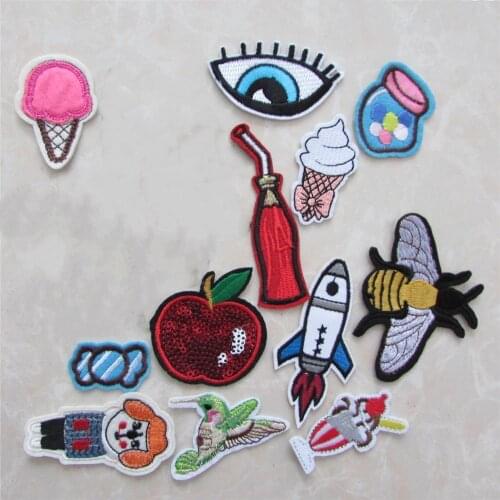 High quality fashion 16pcs mixed patches hot melt adhesive applique embroidery patches stripes DIY clothing accessory