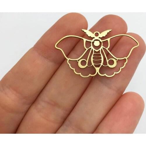 2pcs Brass Butterfly Charm Pendant, Moth Charm, Lunar Moth Charm Pendant, Brass Moth Earring Charms Jewelry Supplies