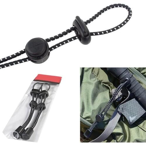 2pcs Backpack Outdoor Stick Holder Hanging Trekking Pole Buckle Equipment Walking Pole Fixing Plastic Buckle Elastic Rope 19cm