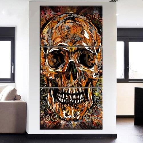 3 pcs Canvas Art Christmas Halloween Home Decoration posters HD Prints Skull Head Painting Wall Pictures for Living Room
