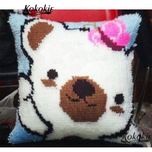 3d Latch Hook rug cartoon Pillowcase Unfinished Crocheting Rug Kits Yarn cross stitch kits embroidery needlework sets