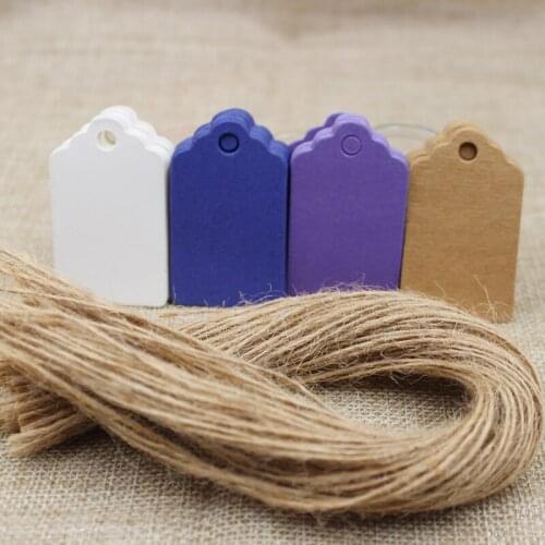 5*3cm DIY white/brown/purple/blue color blank paper hang tag 100pcs +100pcs string for Gift Craft Luggage Price Hang Tags